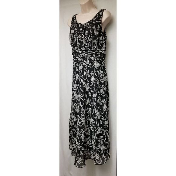 Studio 1940 Black & White Floral Chiffon Maxi/Long Dress 8 - Picture 4 of 9